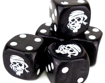 Skull Liar's Dice Set (Farbe wählen) - 5x Würfel Piraten Skull Dice Bluff, Perudo, Dudo (Spartan, Hood, Octopus, Flame, Sailor, Spaceman)