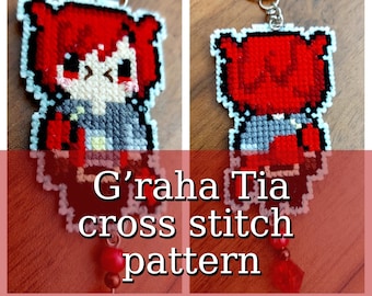 FFXIV G'raha Tia Kreuzstichmuster Graha Double Side Pattern DIY Schlüsselanhänger Tutorial