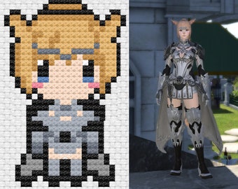FFXIV Krieger des Lichts Kreuzstich Schlüsselanhänger Accessoire handgefertigt