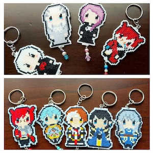 FFXIV keychains - Emet-Selch G&#39;raha Tia Haurchefant Estinien Aymeric Hades Hythlodaeus Venat Crystal Exarch cross stitch accessory handmade