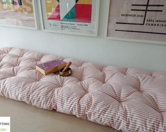 SOFA TOPPER, Pink Striped Tufted Cushion, Pet Sofa Cover Mat, Couch Protector, Slipcovers Custom Size & Washable, Sectional, L Shape