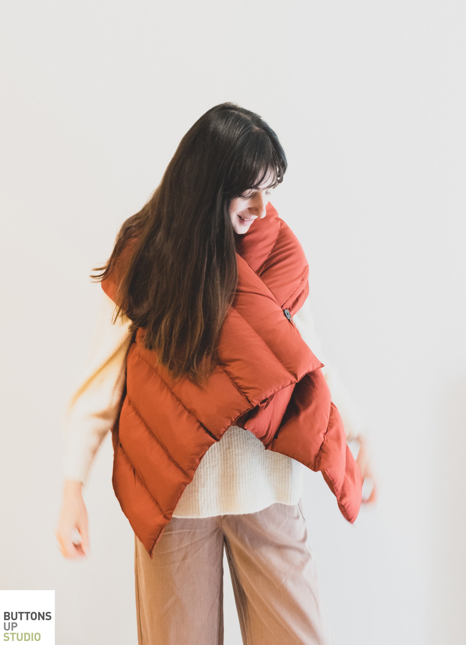 Puffer Poncho, Sleeveless Jacket, Cozy Puffer Scarf, Padded Cardigan ...