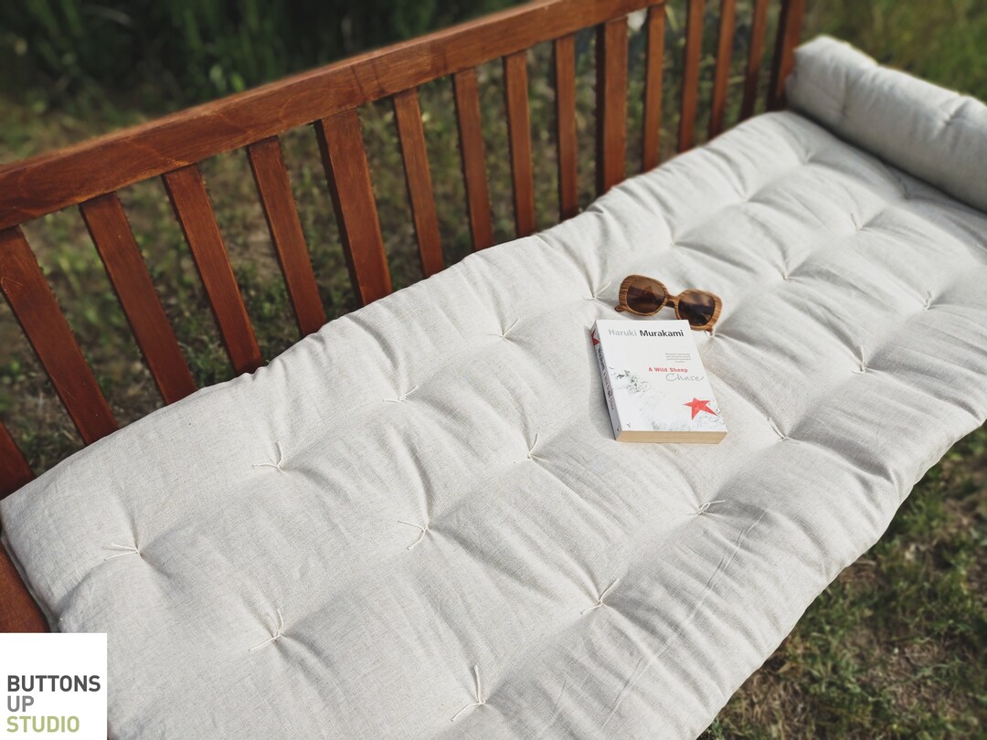 LINEN SOFA TOPPER, Window Seat Cushion, Custom Made Sizes Padded Mat