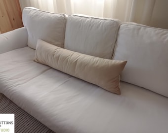 LUMBAR PILLOW CASE, Cream Velvet Oversized Body Pillow Cover, Extra Long Bed Pillow, Throw Cushion Zip Case, Made to Order Pillow Cover