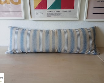 LUMBAR PILLOW COVER, Striped Cotton Extra Long Pillow, Skandinavian Oversized Body Pillow, Decorative Bed Throw Cushion, Pillow Zipper Case
