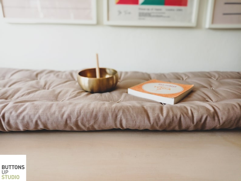 MOCA SOFA TOPPER, Linen Tufted Window Seat Cushion, Custom Size Padded