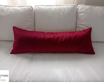 VELVET PILLOW CASE, Bordeaux Oversized Body Pillow Cover, Extra Long Bed Pillow, Throw Cushion Zip Case, Made to Order Lumbar Pillow Cover