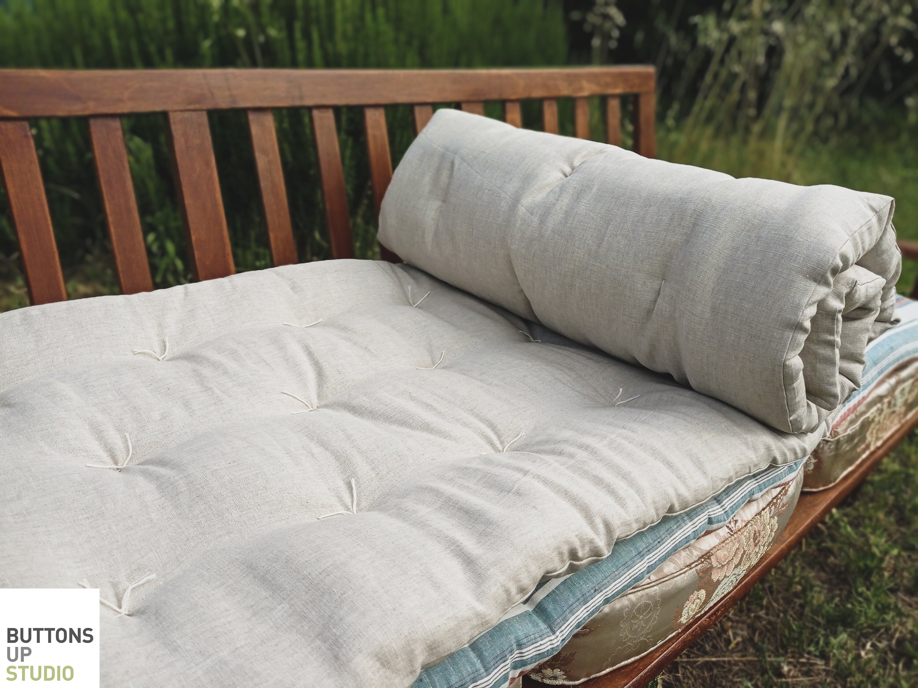 LINEN SOFA TOPPER, Window Seat Cushion, Custom Made Sizes Padded Mat