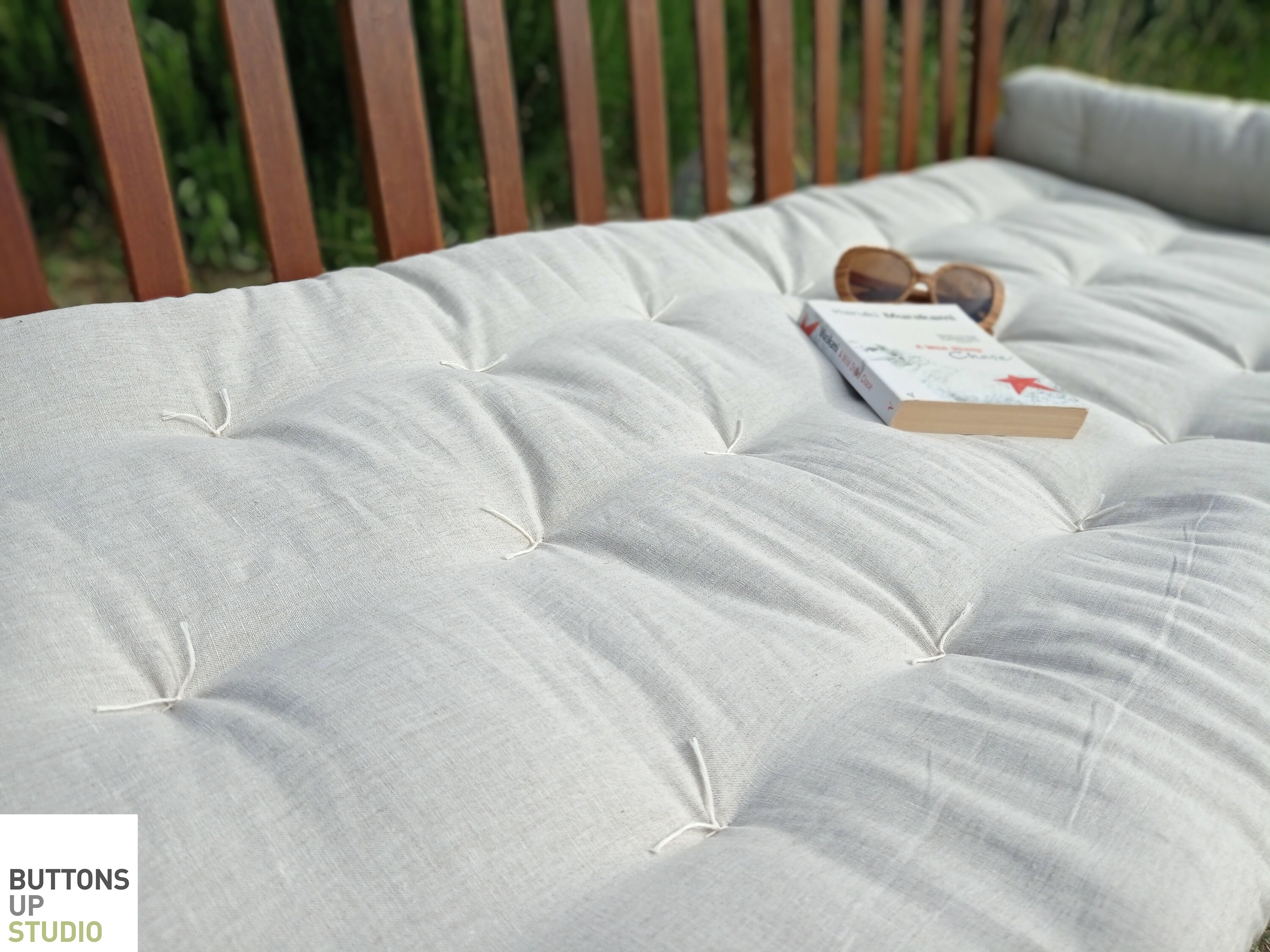 LINEN SOFA TOPPER, Window Seat Cushion, Custom Made Sizes Padded Mat