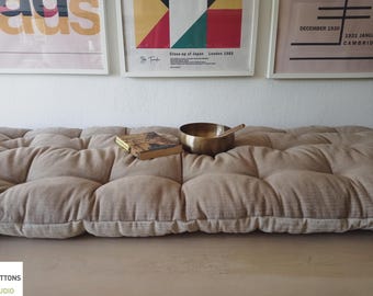 SOFA TOPPER MAT, Herringbone Cotton Couch Padded Cover, Skandinavian Minimalist Reading Nook Cushion, Custom Sizes Furniture Pet Protection