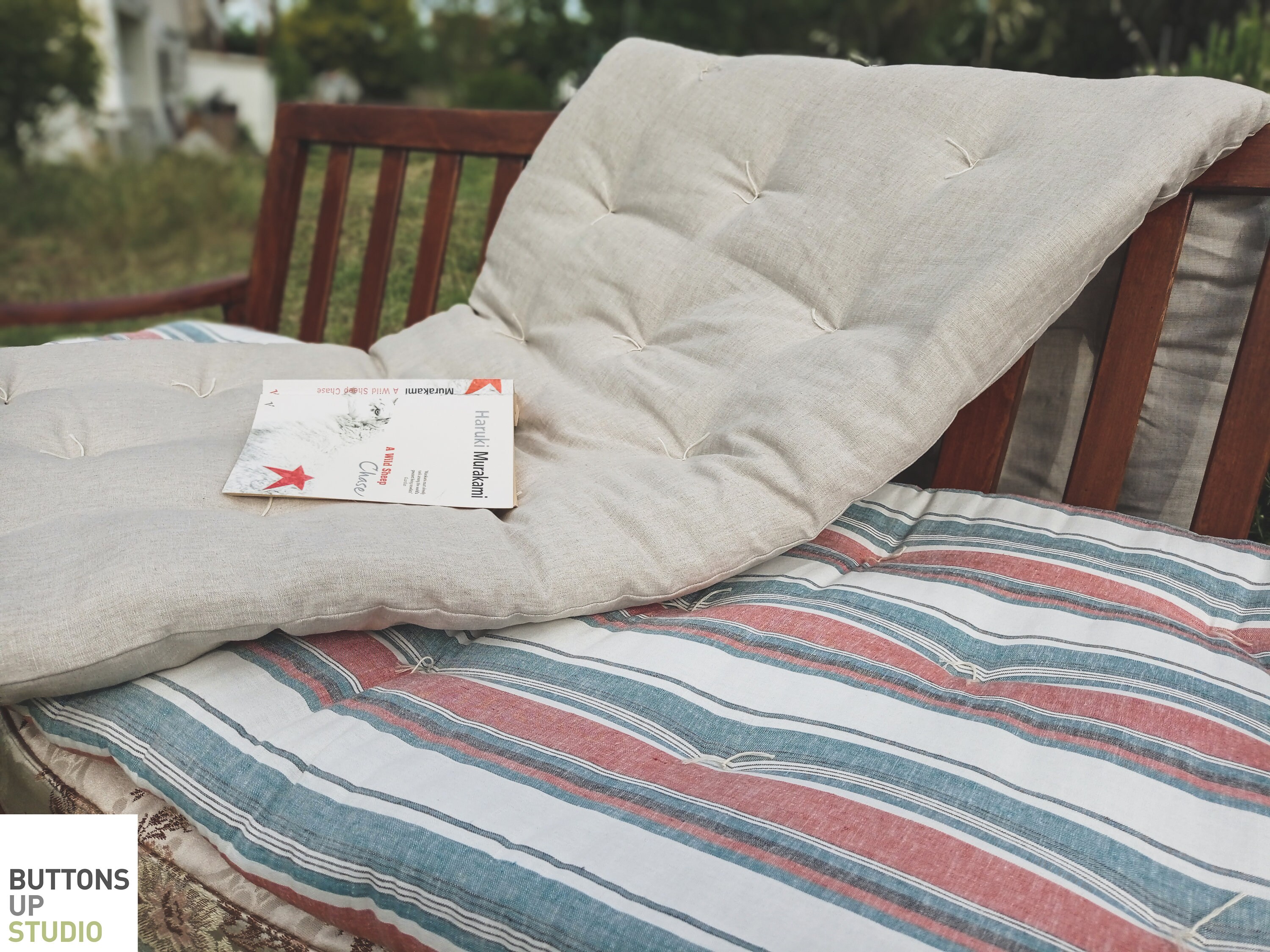 LINEN SOFA TOPPER, Window Seat Cushion, Custom Made Sizes Padded Mat