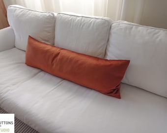 LUMBAR PILLOW CASE, Rust Velvet Oversized Body Pillow Cover, Extra Long Bed Pillow, Throw Cushion Zip Case, Custom Size Pillow Case