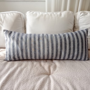 FRINGED LUMBAR PILLOW Cover, Linen Extra Long Pillow Zipper Case, Oversized Body Pillow, Decorative Bed Throw Cushion,  Linen Pillow Cover