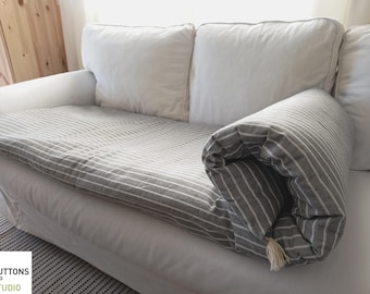 SOFA TOPPER PAD, Zipper Cotton Cover & Cushion, Window Seat, Modern Farmhouse Custom Size Futon, Couch Protection For Pets, Washable Covers