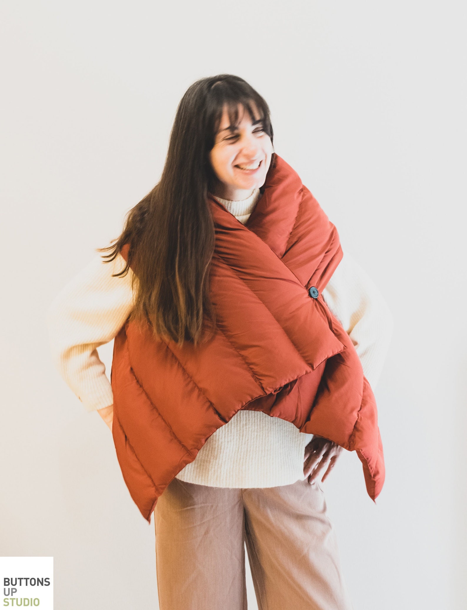 Puffer Poncho, Sleeveless Jacket, Cozy Puffer Scarf, Padded Cardigan ...
