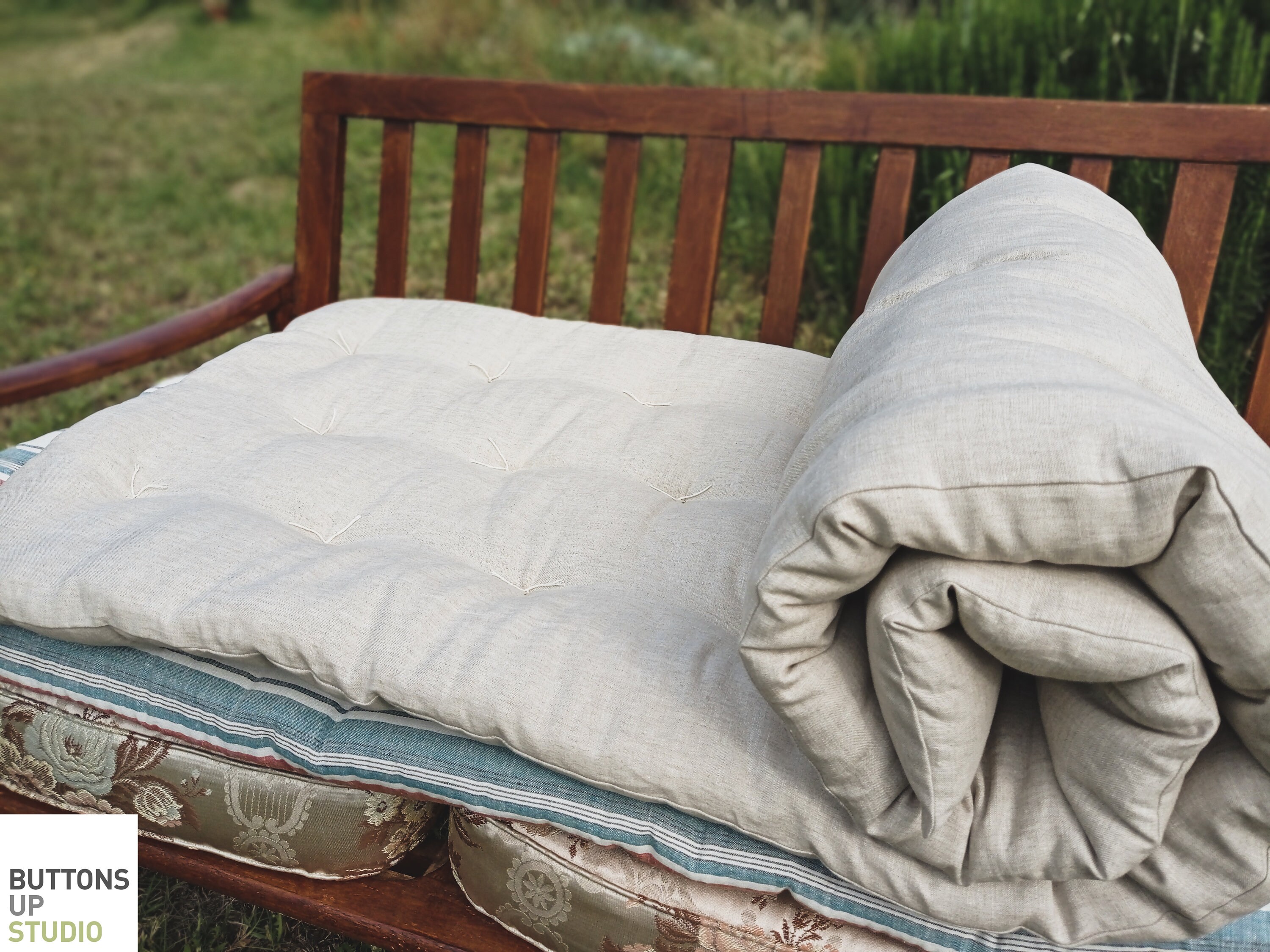 LINEN SOFA TOPPER, Window Seat Cushion, Custom Made Sizes Padded Mat