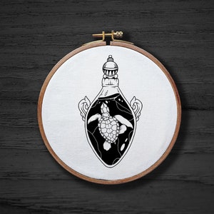 Turtle Potion Hand Embroidery Pattern , Ocean Animal Hand Embroidery Pattern , Magic Bottle Gothic Embrodiery DIGITAL Pattern PDF