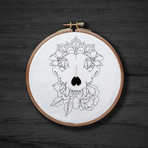Mandala Skull Hand Embroidery Pattern , Animal Skeleton Hand Embroidery Pattern , Goth Halloween Creepy Spooky Pattern PDF