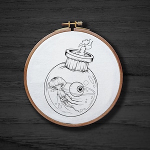 Horror Potion Hand Embroidery Pattern , Witchy Eye Hand Embroidery Pattern , Magic Bottle Gothic Embrodiery DIGITAL Pattern PDF