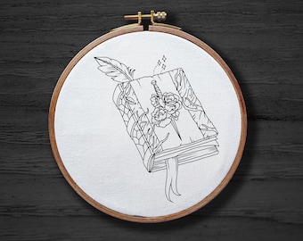 Witchy Magic Book Hand Embroidery Pattern , Halloween Spooky Hand Embroidery Pattern , Fantasy Magic PDF Pattern , Gothic Grimoire