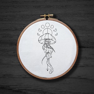 Jellyfish Hand Embroidery Pattern , Cute Animal Pattern , Sea Animal Pattern , Hand Embroidery Pattern For Beginners
