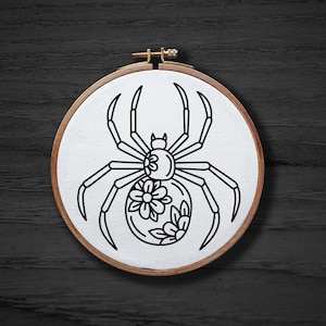 Spider Mandala Hand Embroidery Pattern , Halloween Hand Embroidery Pattern , Goth Animal PDF Pattern