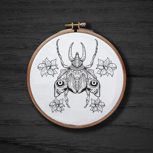 Beetle Skull Hand Embroidery Pattern , Bug With Scary Eyes Hand Embroidery Pattern , Creepy Gothic Insect Embrodiery DIGITAL Pattern PDF