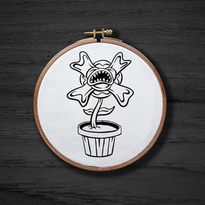 Flower Monster Hand Embroidery Pattern , Goth Halloween Embrodiery DIGITAL Pattern PDF , Scary Creepy Pattern