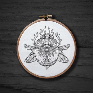 Creepy Beetle Hand Embroidery Pattern , Horror Bug Hand Embroidery Pattern , Gothic Eye Insect Embrodiery DIGITAL Pattern PDF