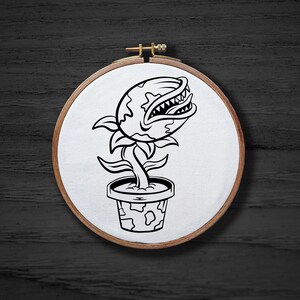 Audrey Hand Embroidery Pattern , Flower Monster Hand Embroidery Pattern , Goth Halloween Embrodiery DIGITAL Pattern PDF