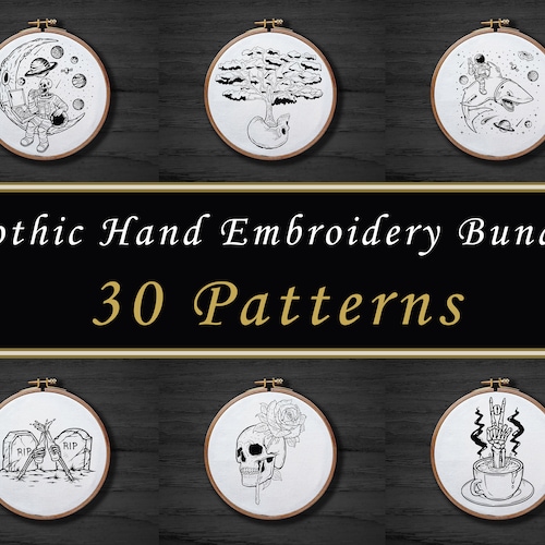 30 Gothic Mushrooms Hand Embroidery Pattern Bundle Skeleton Etsy