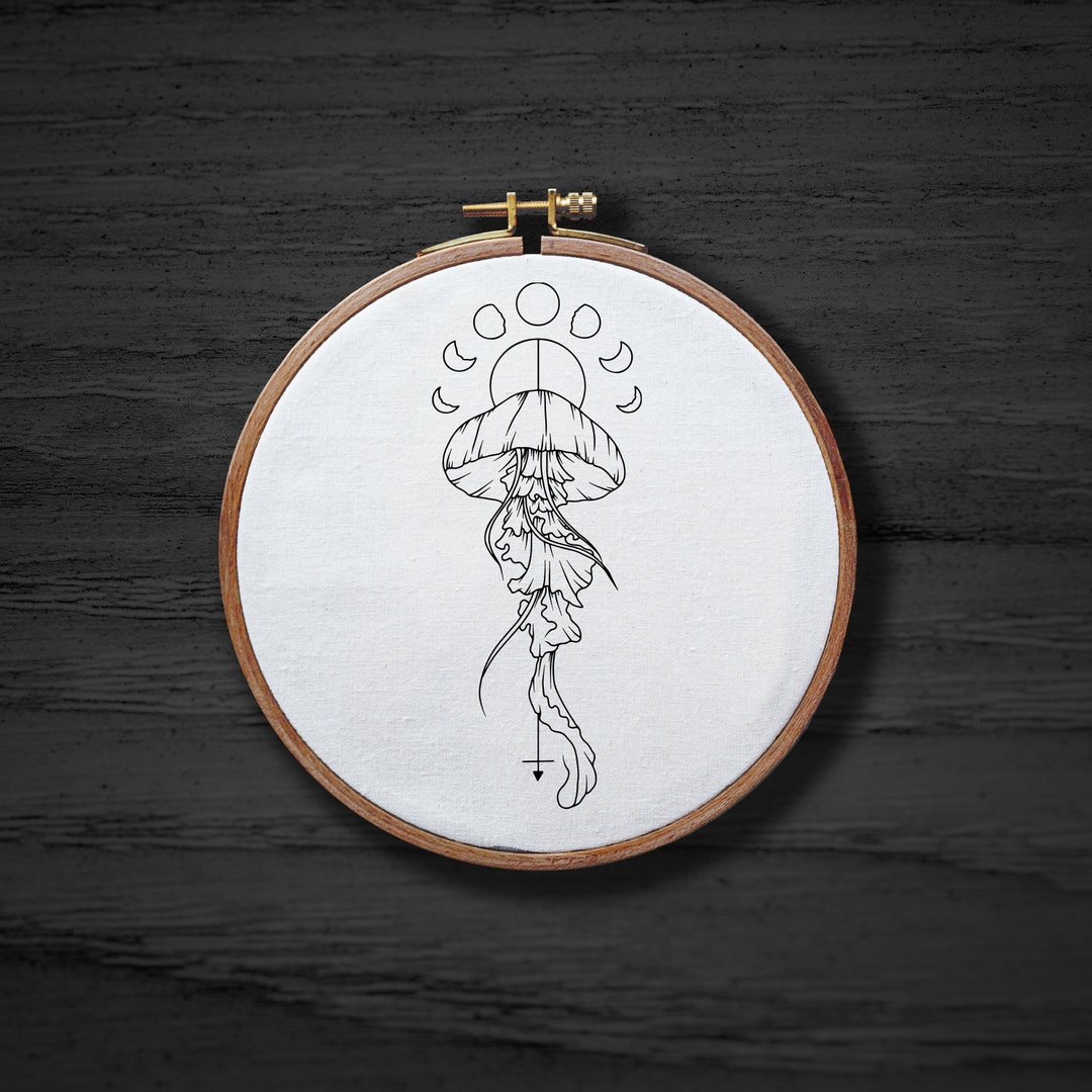 Jellyfish Hand Embroidery Pattern Cute Animal Pattern Sea Etsy