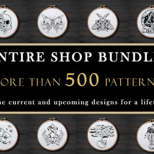 Hela butiken 500+ gotiska handbroderimönster, set med gotiska Halloween-häxmönster, roliga broderimönster med skelett och dödskalle