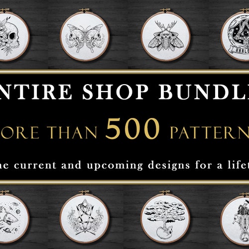 30 Gothic Mushrooms Hand Embroidery Pattern Bundle Skeleton Etsy