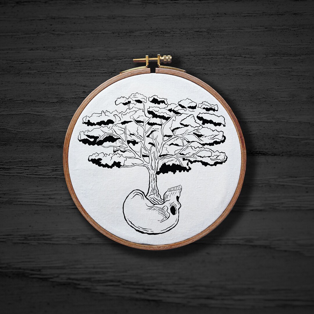 Skull Bonsai Tree Hand Embroidery Pattern, Goth Halloween (PDF) - Etsy