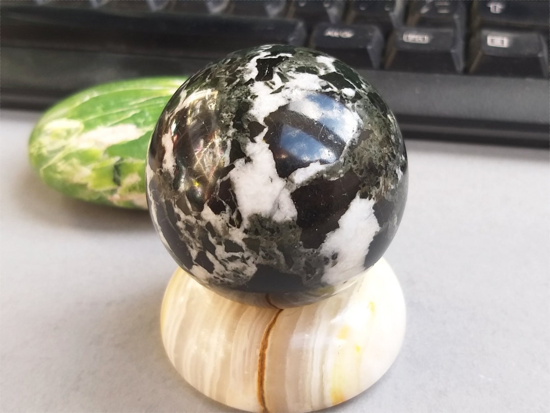 Black Zebra Jasper Sphere Mineral Stone Collection Polished Etsy