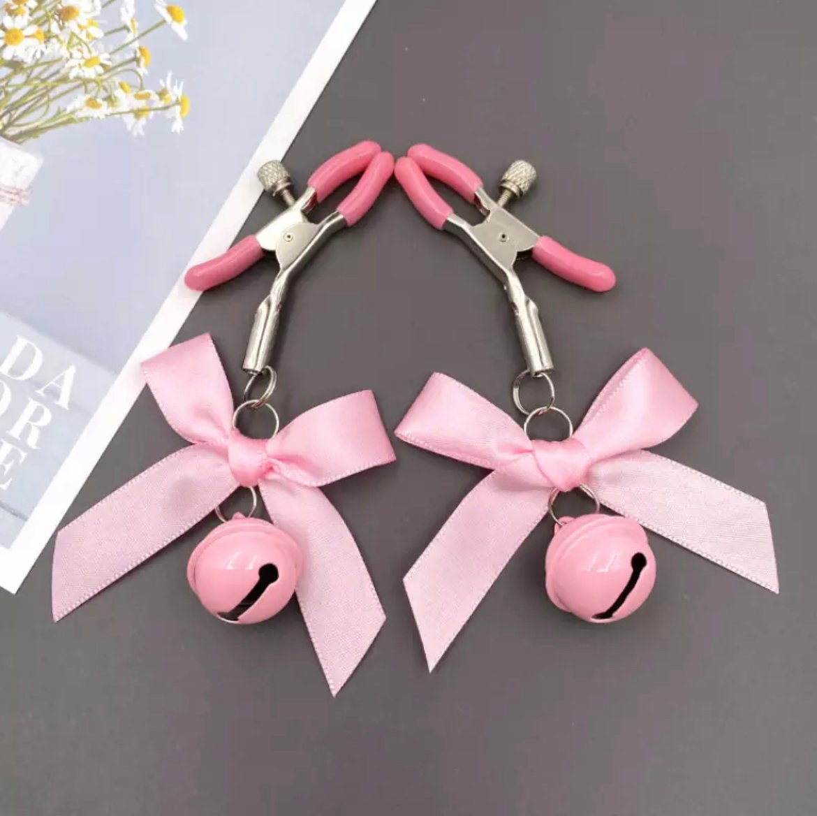 Pastel Pink Nipple Clips With Bell | BDSM
