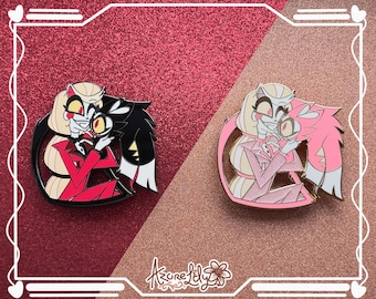 Charlie & Vaggie 44mm Pin Badge Set | Hazbin Hotel Couple Button