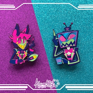 Neon Alastor & Neon Vox Chrome Pin Set