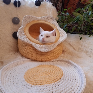 Casa moderna para gatos en forma de manzanilla Muebles para mascotas al aire libre Sofá para gatos Sofá para gatos Cueva para mascotas Cama blanda para mascotas Regalo hecho a mano para amantes de los gatos