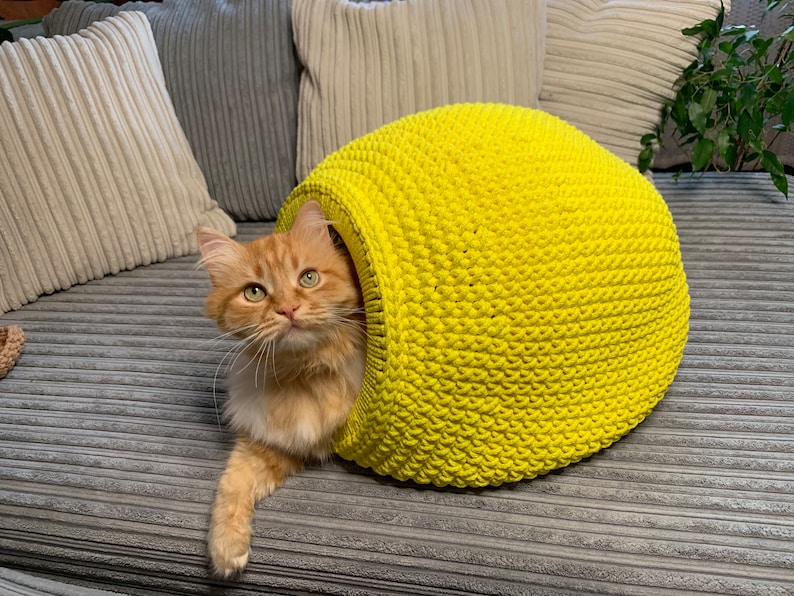 Crochet Cat House Pattern Crochet Cat Bed Pdf Pattern Digital Etsy