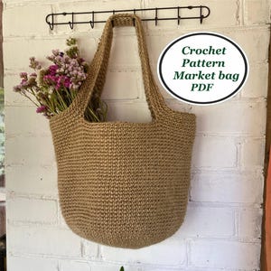 Crochet pattern oversized work and shopping market shoulder bag made of jute PDF Digital instruction Easy crochet pattern Handmade tote bag