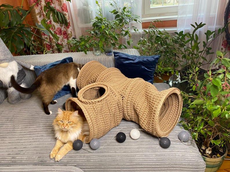 Crochet Cat Tunnel Bed: Indoor Outdoor Pet House - Etsy