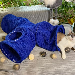Cat tunnel house crochet Indoor outdoor cat furniture Cat playhouse Cat tunnel bed Pet house Small dog bed Small dog tunnel Cat cave couch