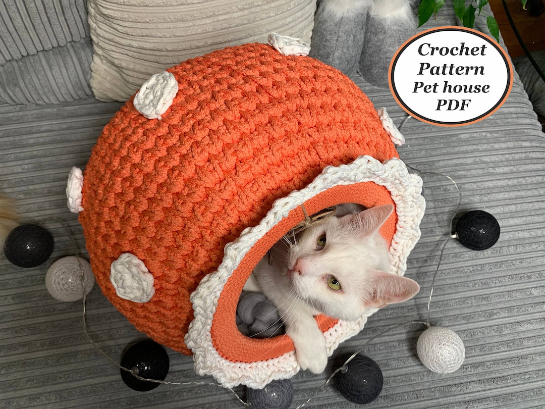Crochet Pattern Cat House Mushroom Digital Instruction Manual Etsy
