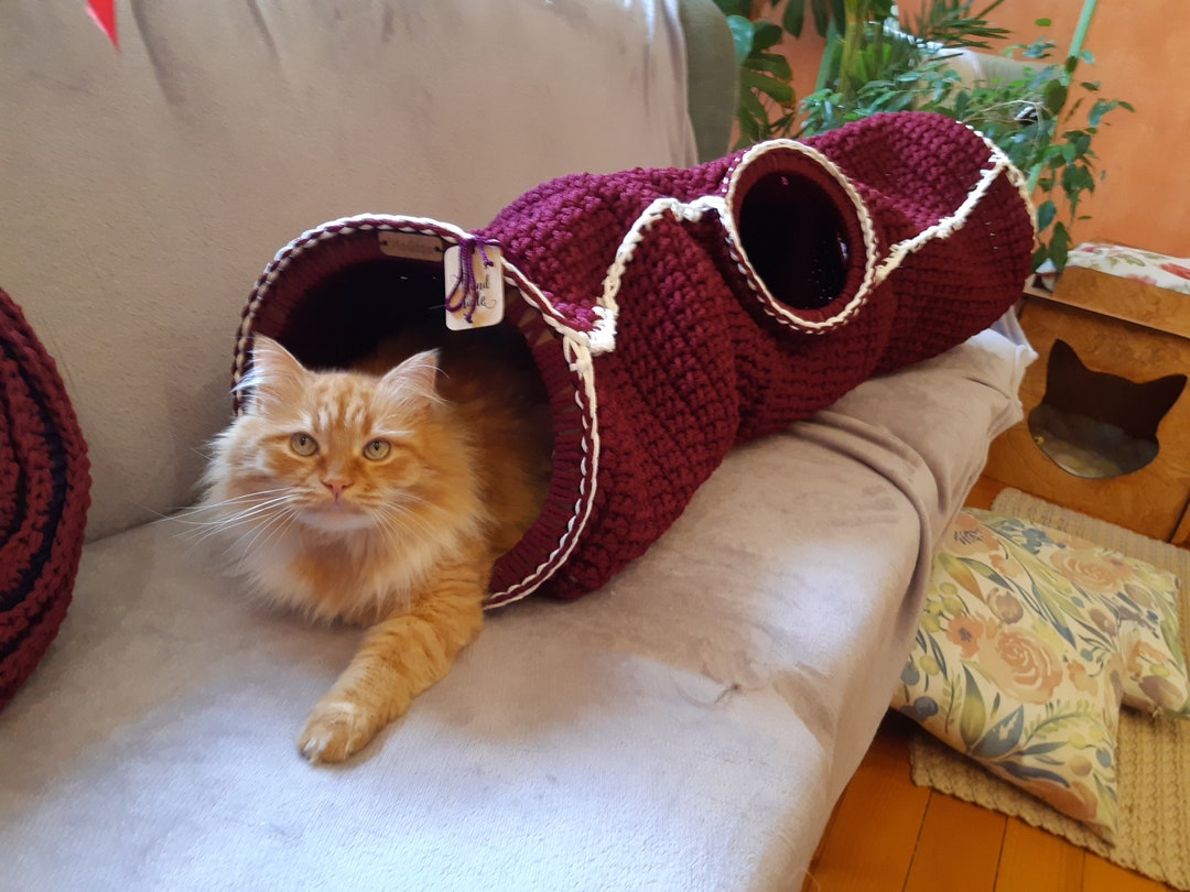 Pet Tunnel Modern Crochet Cat Furniture Cat House Cat Cave Cat Bed Nap ...