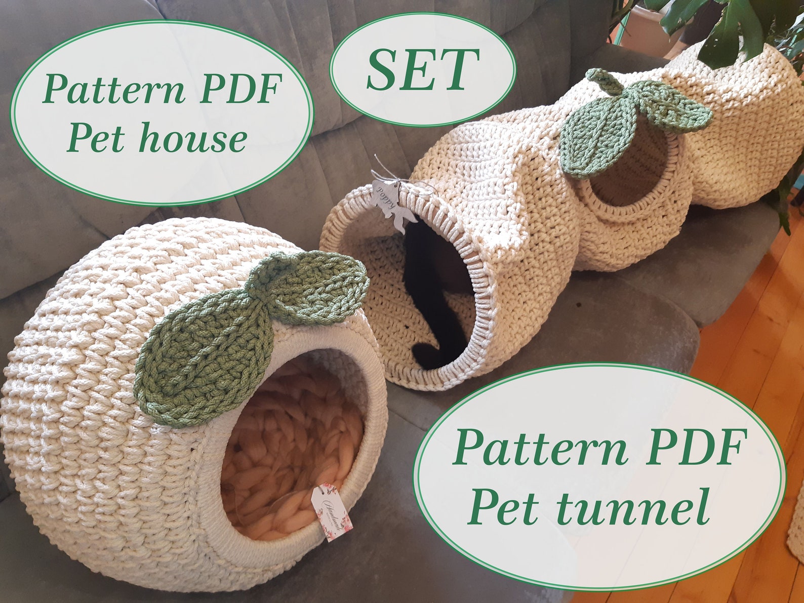 Crochet Cat House & Tunnel Pattern: Pet Furniture DIY (PDF Tutorial) - Etsy