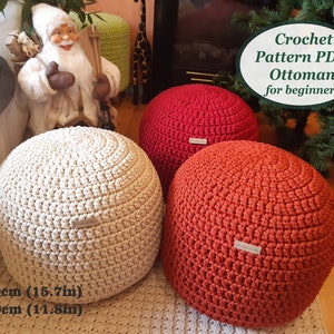Crocheted ottoman pattern Digital Instruction manual PDF format pattern with photo and video Crochet home decor handmade pouf