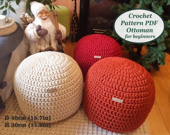 Crocheted ottoman pattern Digital Instruction manual PDF format pattern with photo Crochet home decor handmade pouf