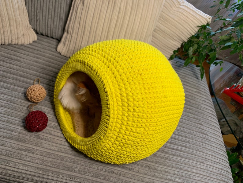 Crochet Cat House Pattern Crochet Cat Bed Pdf Pattern Digital Etsy